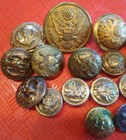 22 Various Military Brass Coat Shirt Jacket Cuff Buttons
