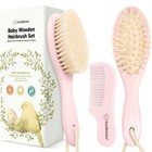 Natural Wooden Baby Hair Brush Set - Toddler Comb For Newborns  Blush Color