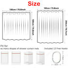 Bathroom Solid Fabric Shower Curtain Liner Waterproof With Magnets 12 Hooks 71 