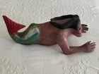 Vintage Antique Hand Carved   Painted Wooden Mexican Mermaid primitive Folk Art