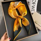 100  Mulberry  Silk 27  Square Scarf Women Neckerchief Wrap Floral Yellow Flower