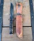 Wwii Ww2 Ka Bar Usn U s  Army Fighting Knife With Orig  Sewn Stapled Sheath