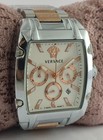Pre-owned Versace Chronograph White Dial  date   Men Wristwatch All Working