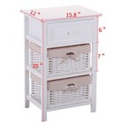 White Nightstand Bedside End Table Chic Wood Bedroom Furniture W  2 Basket