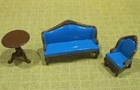 Vintage Mattel The Littles 1980 Doll House Metal Living Room Sofa Chair Table