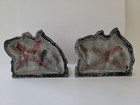 Vintage  2  Cast Iron Horse Cowboy Saddle Bookends Western Decor 