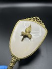 Vintage Detailed 3d Flower Vanity Gold Tone Hand Mirror Antique Design 13   l