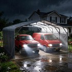 20x25 Ft Metal Carport  heavy Duty Car Canopy Shelter W  Solar Light  side Walls