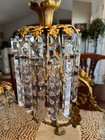  2  Antique Victorian Brass And Beautiful Crystal Candelabras Or Candle Holders