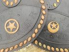 Black Leather Flat Housing Hames Covers With Brass Spots   Stars