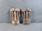 Pair Of French Antique Golden Bronze Plaque Finials Leg Furniture  19th C 