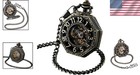 Steampunk Octagon Pocket Watch - Black Dial With Intricate Mechanical Design