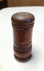 Antique Wooden Hand Turned Treen Ware Needle Case Old Red Stain
