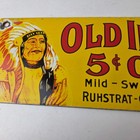 Vintage Tobacco Porcelain Sign - Old Indian Cigars Gas Cigarette Pump Sign