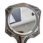 Antique Art Nouveau Silver Plate Hand Mirror Floral Repousse Vanity 11 Inch