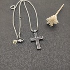 Gifts davldyrumansterling silver White diamond Large Chevron Cross 23  Necklace