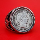 Us 1914 Barber Dime Silver Coin 925 Sterling Silver Ring Banknote Olive Leaf