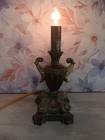 Gold Table Accent Lamp Resin  Night Light W  Lion Heads On Base 8 25  No Shade