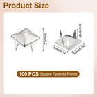 100pcs Square Pyramid Studs  6mm Four-jaw Metal Stud Spikes  Silver Tone