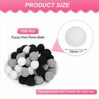 108 Pcs Fuzzy Pom Poms Balls 1 Inch 25 Mm For Diy Crafts White black gray