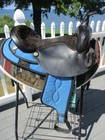 16   king Series  176 Qh Bars Blue Western Leather   Cordura Trail Saddle Usa