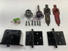 Antique Amethyst Glass Door Knob Set  Working Mortise Lock  Backplates  Hinges