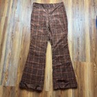 Vtg Mens 70s 60s Corduroy Houndstooth Bell Bottom Flare Pant Disco Mod Hippie 34