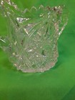 Vintage Cut Glass Crystal Clear Sugar Bowl With Etched Flowers  Minor Crack