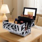Pro Aluminum Makeup Train Case Jewelry Box Cosmetic Organizer With Mirror Zebra