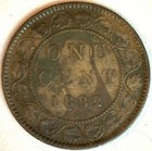 1882 H Bronze Canadian Large Cent One Cent Coin Very Fine 1c Vf