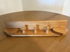 Vintage Wooden Wall Shelf W  Hearts 3 Heavy Duty Coat Pegs Solid Oak 17 75 