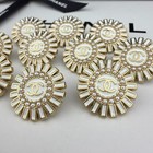 10 Chanel Buttons Gold White Flower Cc Logo Pearls 20mm Vintage