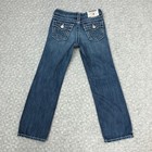 True Religion Jeans Girls Size 8 Blue Big T Straight Contrast Stitch Denim Pants