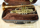 Vtg Conn Director Shooting Stars Trumpet W  Hard Case   Bach Mouthpiece 10 1 2c