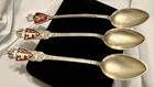 3 Spoon Lot David Andersen Norway Sterling Silver Enamel Lions Antique C1925