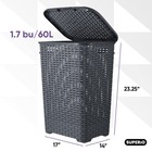 60l Laundry Hamper Basket With Lid Wicker Style Grey Plastic Bin Superio