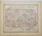 Original 1855 Colton s Hand Colored Map Of Pennsylvania