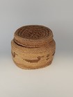 Antique Makah Indian Lidded Basket Box Bowl Northwest Coast Wrap Twine