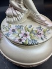 Vintage Berger Porcelain Ballerina Flower Rhinestone Trinket Box  Made In Italy