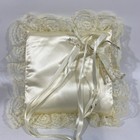 Vintage Satin Wedding Ring Bearer Pillow Champagne Lace And Silk Flowers 10 5   
