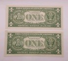 1957  1 Silver Certificate Blue Seal 2 Consecutive Serial Numbers Lot