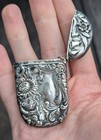 Antique Art Nouveau Match Safe  Sterling Silver  Double Sided Floral  Estate