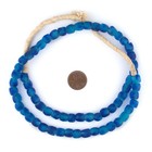 Aqua Swirl Recycled Glass Beads 9mm Ghana African Sea Glass Blue Round Handmade