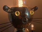 Vintage Cat Kitty Light Lamp Mid Century Modern Brass Wood Metal Deco Torino Mcm
