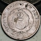 1866 Two Cent Piece 2c Ungraded Civil War Era Us Copper Coin Cc27959