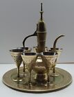 Vintage Brass Turkish Persian Dallah Tea Coffee  Aftaba Euer   6 Cup Pot Tray