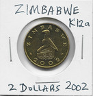Zimbabwe 2 Dollars 2002 Pangolin Anteater Obsolete Thick Harare Mint