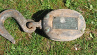 Vintage Large Block Ships Pulley Hoist Pulley Wheel Wooden Bronze 4  34cm Overal