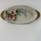 Hand Painted Floral Trinket Dish Antique Signed Ethel N  Guillome