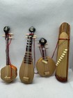Vintage Chinese String Instrument Ornaments Music Christmas Wood 5  Set Of 4 Nib